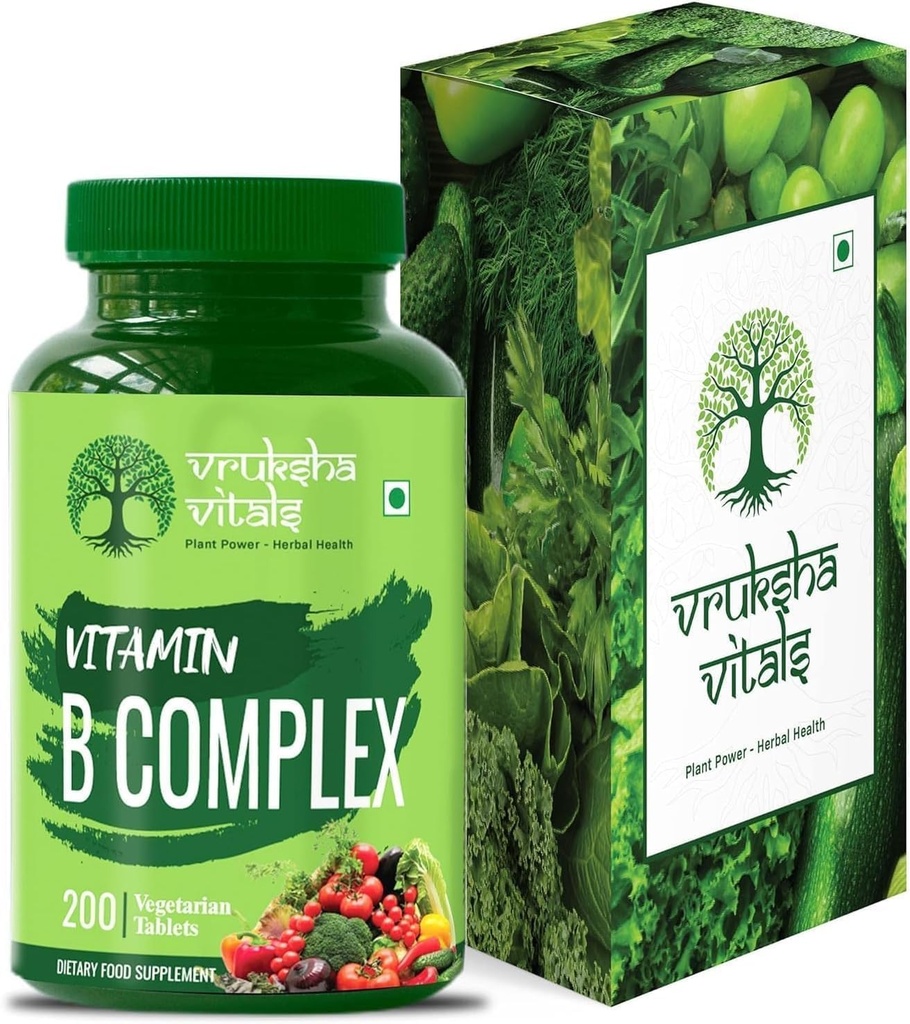 Vitamin B Complex 100% RDA - 200 δισκία/κάψουλες - Συμπλήρωμα Β βιταμινών (B1, B2, B3, B5, B6, B7, B9, B12), Πράσινο