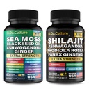 Shilajit ve Sea Moss Combo - Deniz Moss ve Shilajit Sche with Ashwagandha, Black Seed, Turmeric, Bladderwrack, Burdock, Black Pepper with Vitamins and Antioxys - 120 Veggie Capsules