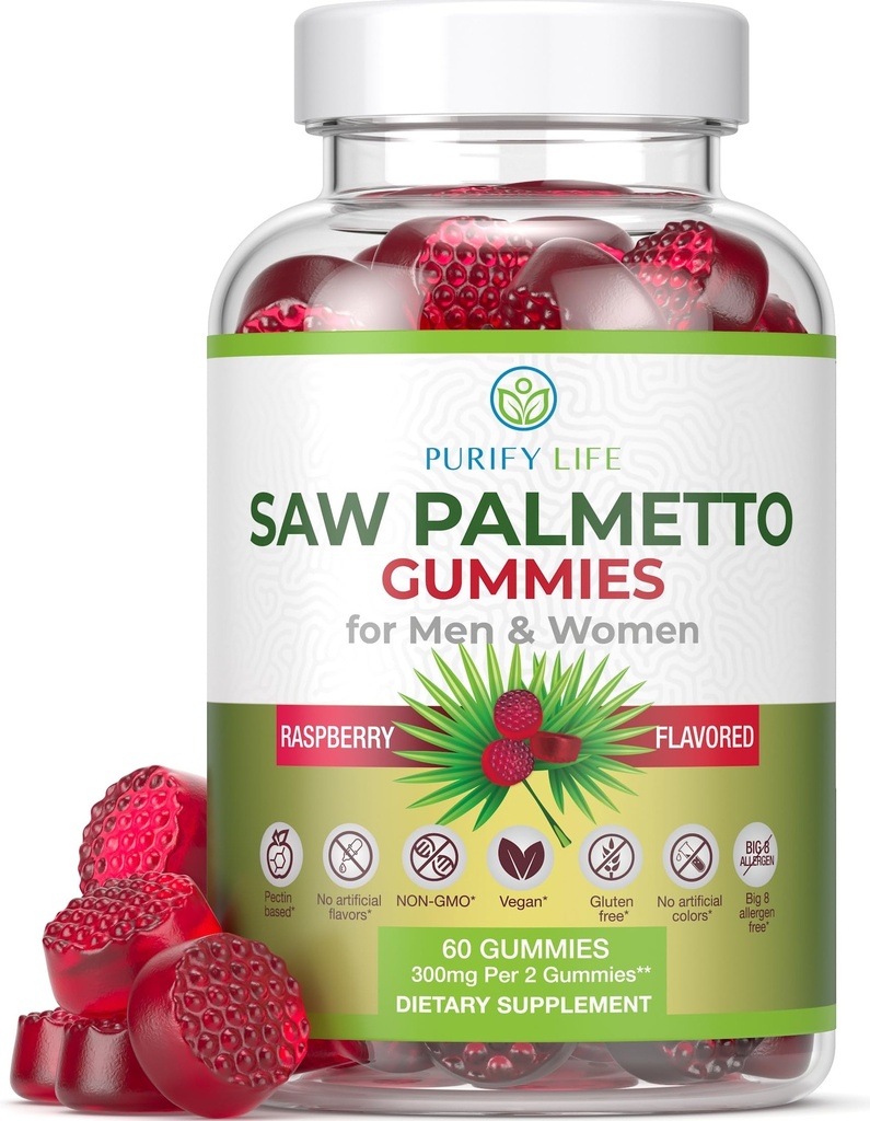 Vegan Saw Palmetto για γυναίκες & άνδρες - Poent Saw Palmetto Extract, Συμπληρώματα Prostate για άνδρες, DHT Blocker για γυναίκες ανάπτυξη μαλλιών, ορμονική ισορροπία Gummies, PSOS απώλεια μαλλιών, DHT μπλοκέρ, χωρίς γλουτένη