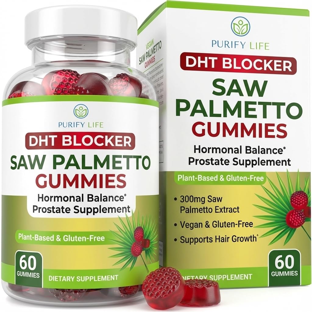 Vegan Saw Palmetto για γυναίκες & άνδρες - Poent Saw Palmetto Extract, Συμπληρώματα Prostate για άνδρες, DHT Blocker για γυναίκες ανάπτυξη μαλλιών, ορμονική ισορροπία Gummies, PSOS απώλεια μαλλιών, DHT μπλοκέρ, χωρίς γλουτένη