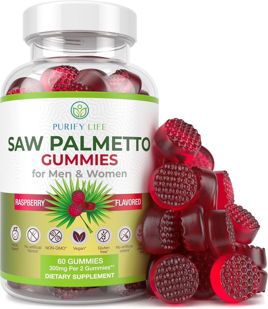 Vegan Saw Palmetto Kadınlar ve Erkekler için - Potent Saw Palmetto Ekstraksiyon, Erkekler için Prostate Supplements, Kadınlar Saç Büyümesi, Hormonal Denge Gummies, Pluten-Free Blocker, Gluten-Free Blocker, Gluten-Free Blocker,