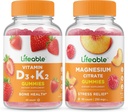 Ζωηρή βιταμίνη D3 + Βιταμίνη K2 + Μαγνήσιο 85mg, Gummies Bundle - Μεγάλη γεύση, συμπλήρωμα βιταμίνης, Χωρίς γλουτένη, GMO δωρεάν, Μασώμενο Gummy