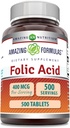 Amazing Formulas Folic Acid (Vitamin B9) 400 mcg 
