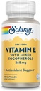 SOLARAY Vitamin E 400 IU (268mg), Ξηρή μορφή με Μικτές Τοκοφερόλες Βιταμίνη E - Αντιοξειδωτικό συμπλήρωμα, PMS και Εμμηνόπαυση Υποστήριξη - 60-Ημέρες Εγγύηση, Εργαστήριο Επαληθευμένο - 50 Σερβιέτες, 50 Κάψουλες