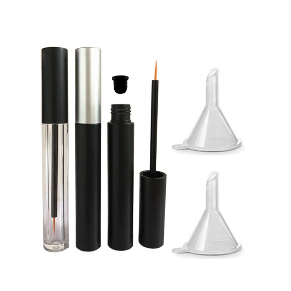 3 Τεμάχια 5ml Empty Eyeliner Σωλήνες επαναπλήρωσης της ανάπτυξης των βλεφαρίδων Υγρό μπουκάλι Πλαστικά Φιαλίδια Eyeliner Σωλήνας με πινέλο Eyelash Frowth Oil Mascara Tube για Καλλυντικά Ελάτε με 2 Mini Palstic Funnels