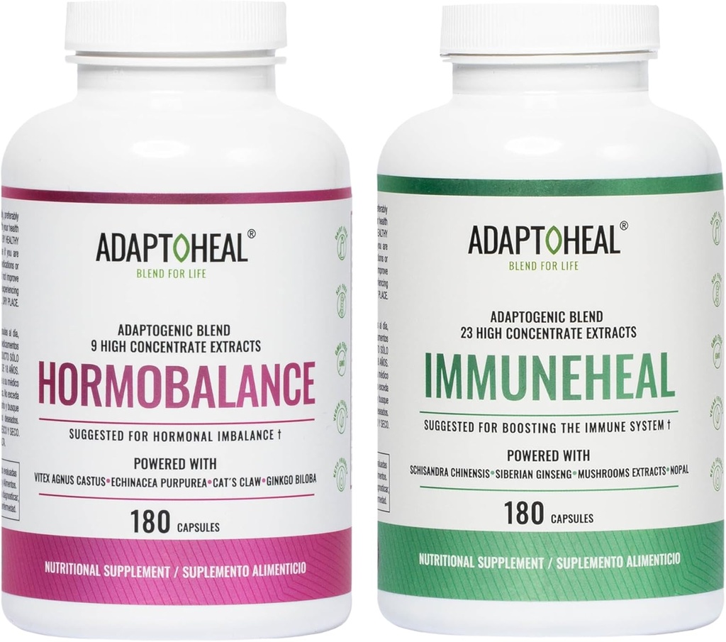 ADAPTOHEAL Hormobalance + Immuneheal – Adaptogen Blend (180 Capsules ea.)