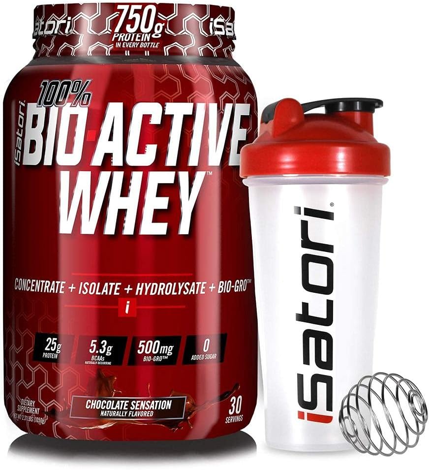 iSatori Bio-Active Whey Toz Çikolata Sensasyon (30 Hizmet) & iSatori Classic Blender Şişe (Red Top ile Açık Şişe)