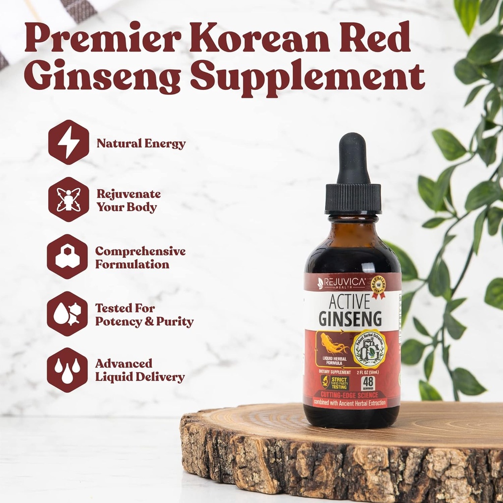 Doğal Ginsenosides ile Aktif 185 Koreli Red Panax Ginsengi - Fast-Absorbing Liquid - Sağlıklı Enerji, Vitality, Mood ve More More