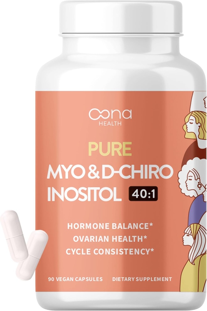 Vegan Myo-Inositol & D-Chiro Inositol Supplement for Women - Pluto Relief, Hormonal Balance, Ovarian Support, Ovulation Support Supplement - Ideal Oran 40:1-90 Cap - Fertness Supplements for Women