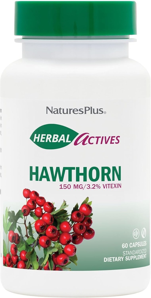 NaturesPlus Herbal Actives Hawthorne 150 mg - 60 Vejetaryen Capsules - Supports Heart Health - Gluten Free - 60 Hizmetler