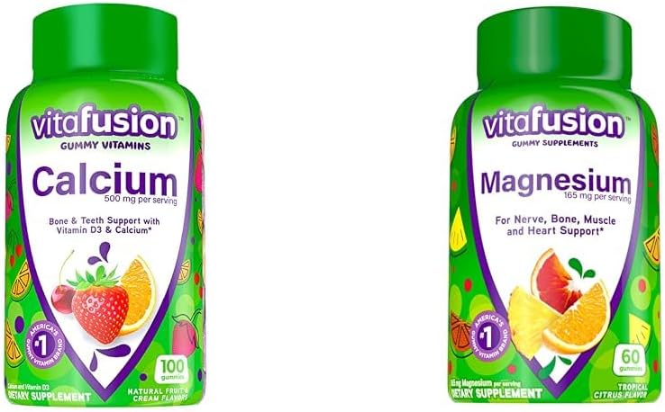 Bone and Teeth Support, Fruit and Cream Flavored, Amerika'nın 1 Gummy Vitamin Markası, 50 Day Supply, 100 & Magnezyum Gummy Supplement, 60ct