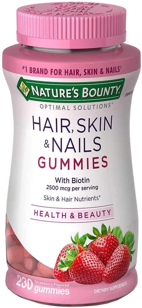 Nature's Bounty Optimal Solutions Μαλλιά, δέρμα, νύχια Gummies (230 Count)