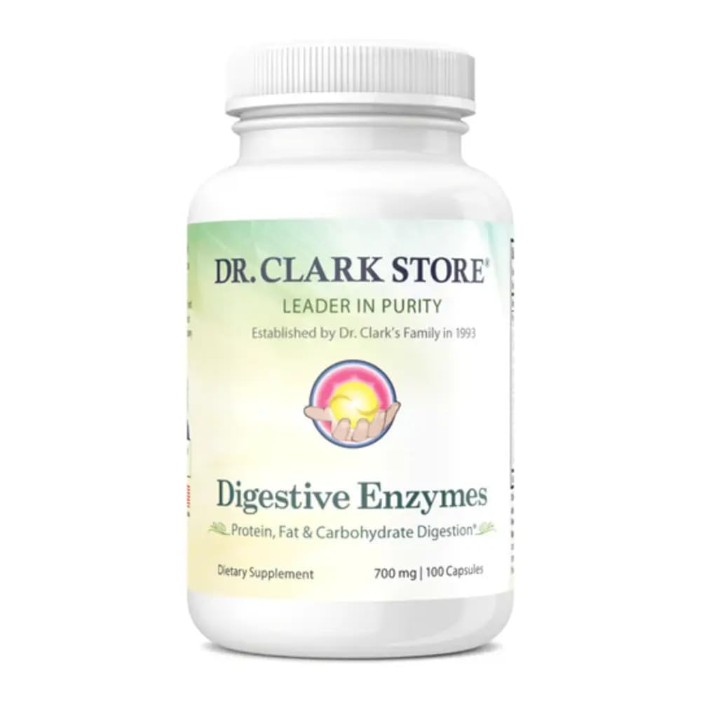 Dr. Clark Digestive Enzymes Supplement – 700 mg, 100 Gelatin Capsules, Sağlıklı Digestion & Nutrient Absiyon