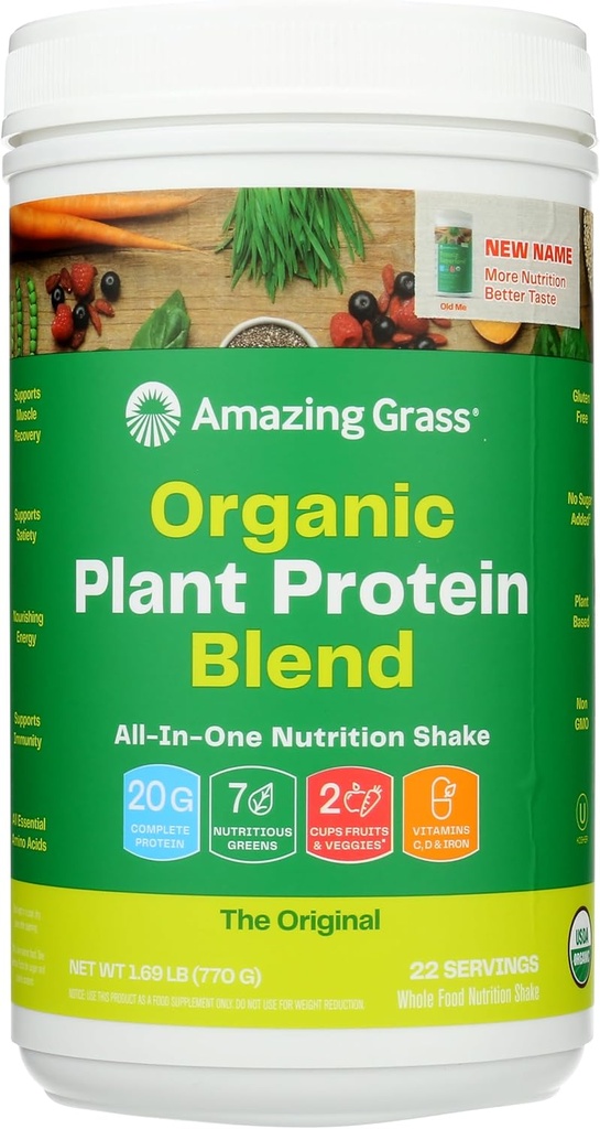 Amazing Grass Organic Plant proteini: Vegan Protein Toz, Yeni Protein Superfood Formula, Beet Root, Original, 22 Hizmetler