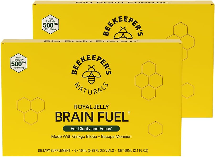 Arıcının Doğalları B.LXR Beyin Yakıtı - Memory, Focus and Clarity Liquid, Supports Verimlilik Kraliyet Jelly, Ginkgo Biloba, Bacopa Monnieri Keto Friendly, Gluten & Caffeine-Free, 6 ct (2 Pack)