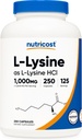 Θρεπτικό L-Lysine 1000mg, 250 Κάψουλες - 500mg ανά καπάκι, Χωρίς γλουτένη, Μη ΓΤΟ