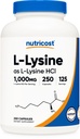 Nutricost L-Lysine 1000 mg, 250 Capsules - 500 mg Per Cap, Gluten Free, Non-GMO