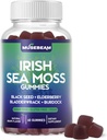 İrlandalı Deniz Moss Gummies - Black Seed Elderberry Bladderwrack Burdock Turmeric Omega-3 Vitamins C D3 çinko - Seamoss Supplements for Yetişkinler Women Men - Sugar-Free Gluten Free Vegan