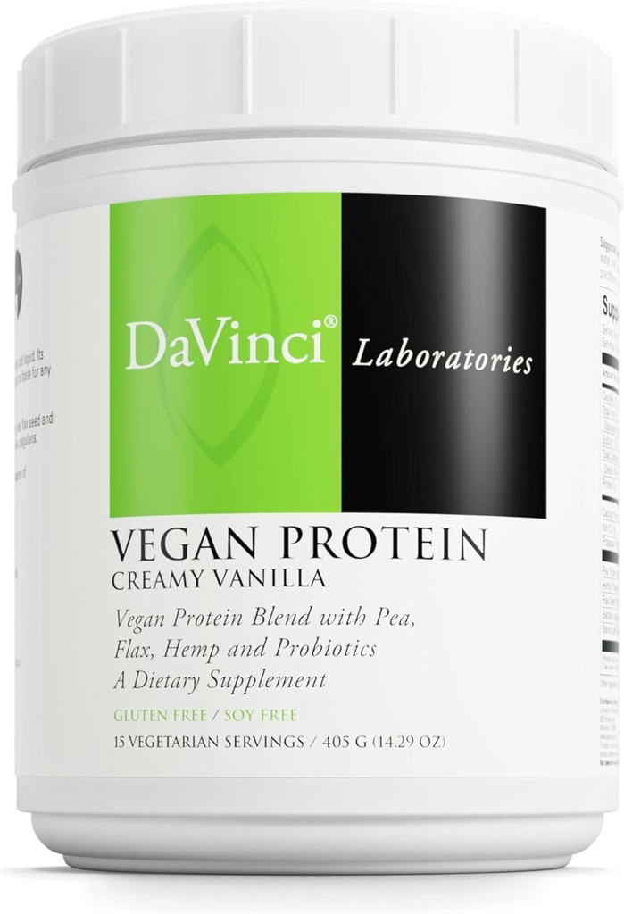Dainci Laboratuvarlar Vegan proteini - Protein Toz Supplement Destekleri Kas & Doku Onarım* - Pea Protein & Flax Tohumu ile Vegan Eksi - Kremy Vanilla, 15 Hizmet (405 g)