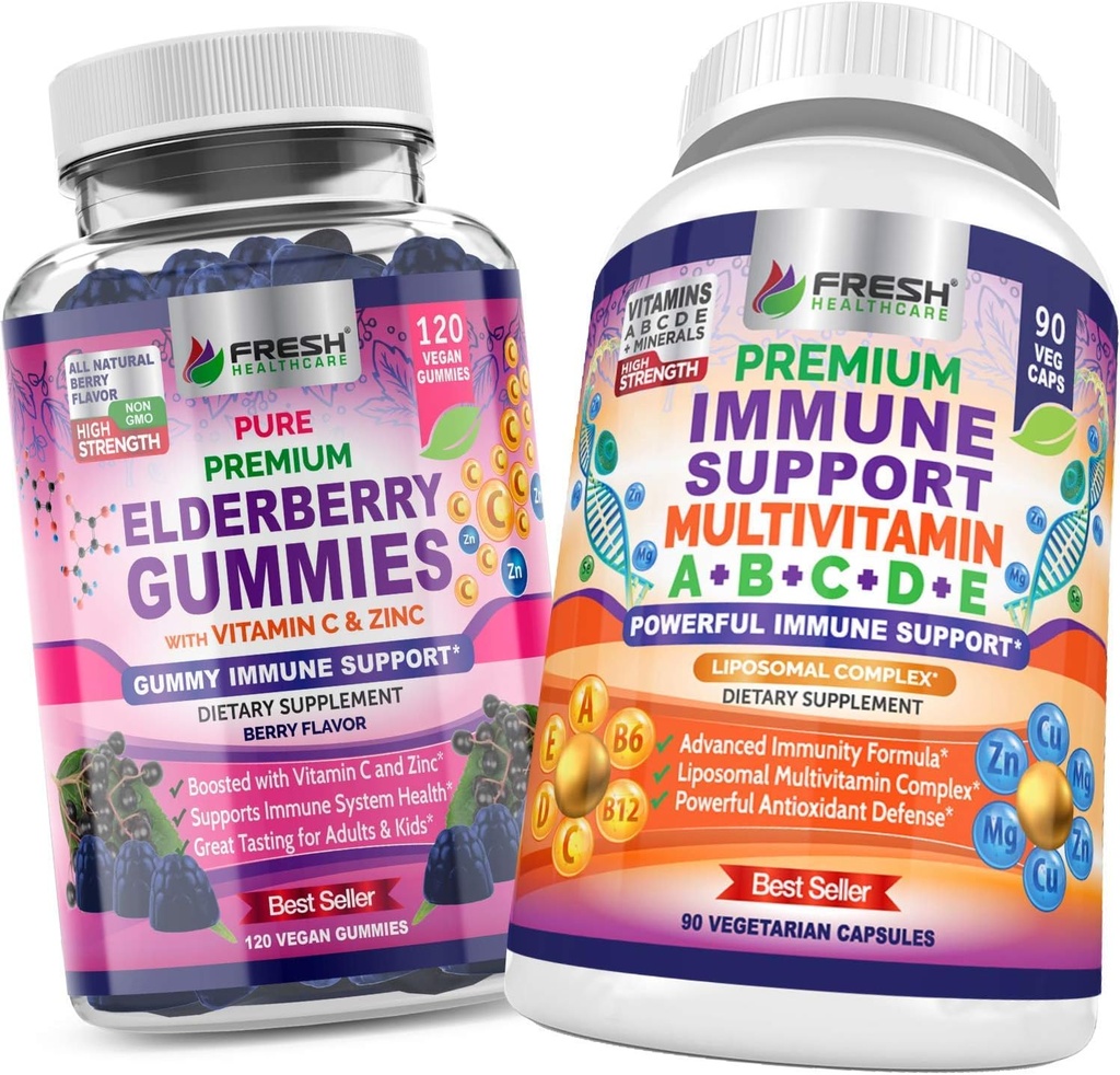 FRESH HEALTHCARE Gummys Elderberry and Immune Multivitamin - Bundle