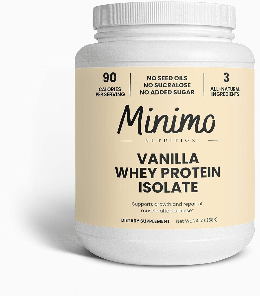 Whey Isolate Protein Powder, Vanilla, Only 3 Ingredients, Whey Protein Isolate, No Seed Oils, No Added Sugar, No Sucralose, 1.51 lbs