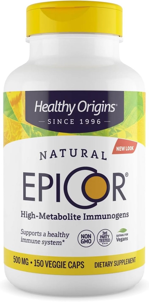Healthy Origins EpiCor 500 mg (Υποστήριξη Ανοσοτήτων, Μη ΓΤΟ, Χωρίς Γλουτένη), 150 κάψουλες λαχανικών