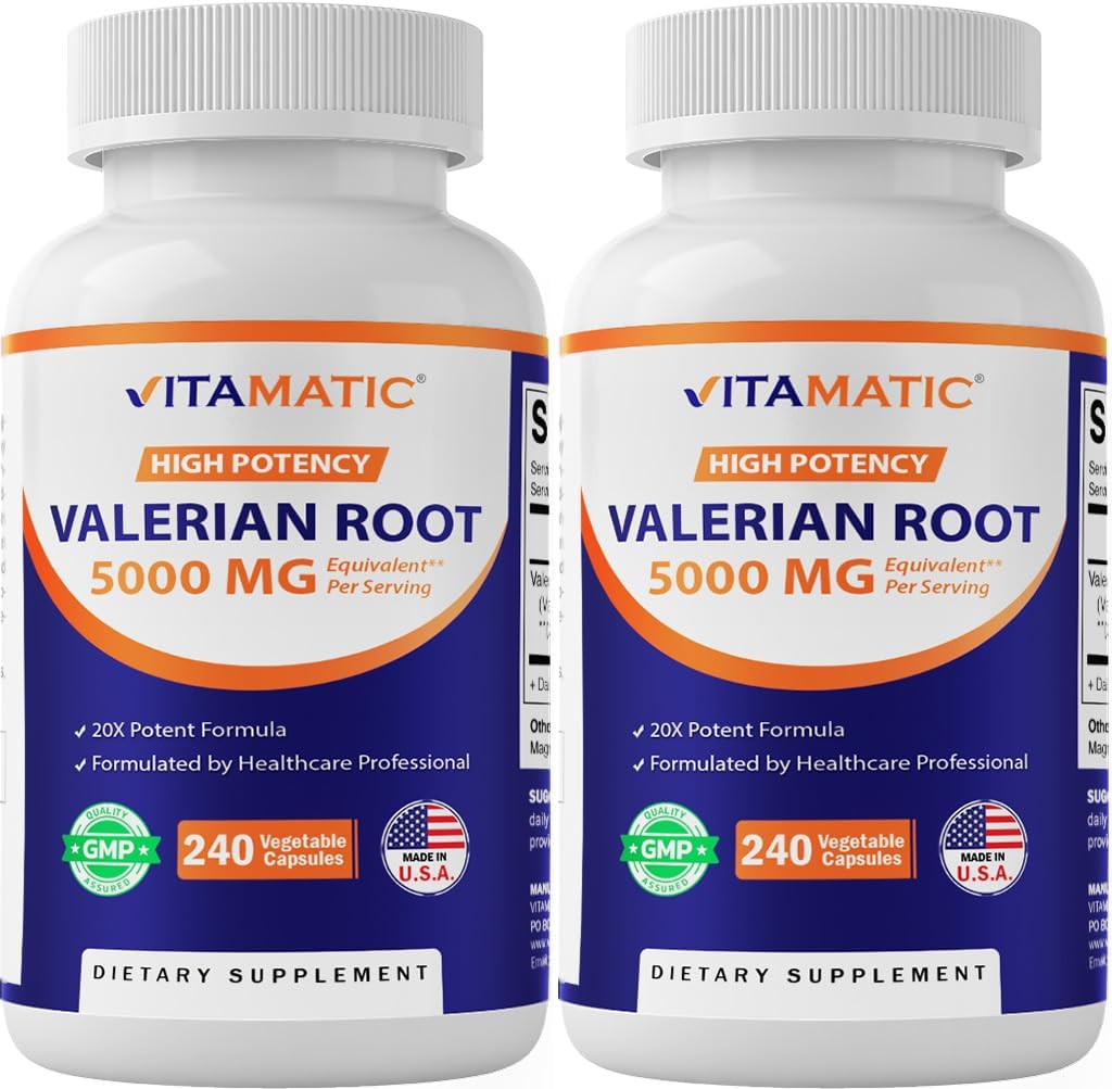 Vitamatic 2 Packs Valerian Root 20:1 Extract 250 mg - 240 Capsules - 20X Concentrated Extract