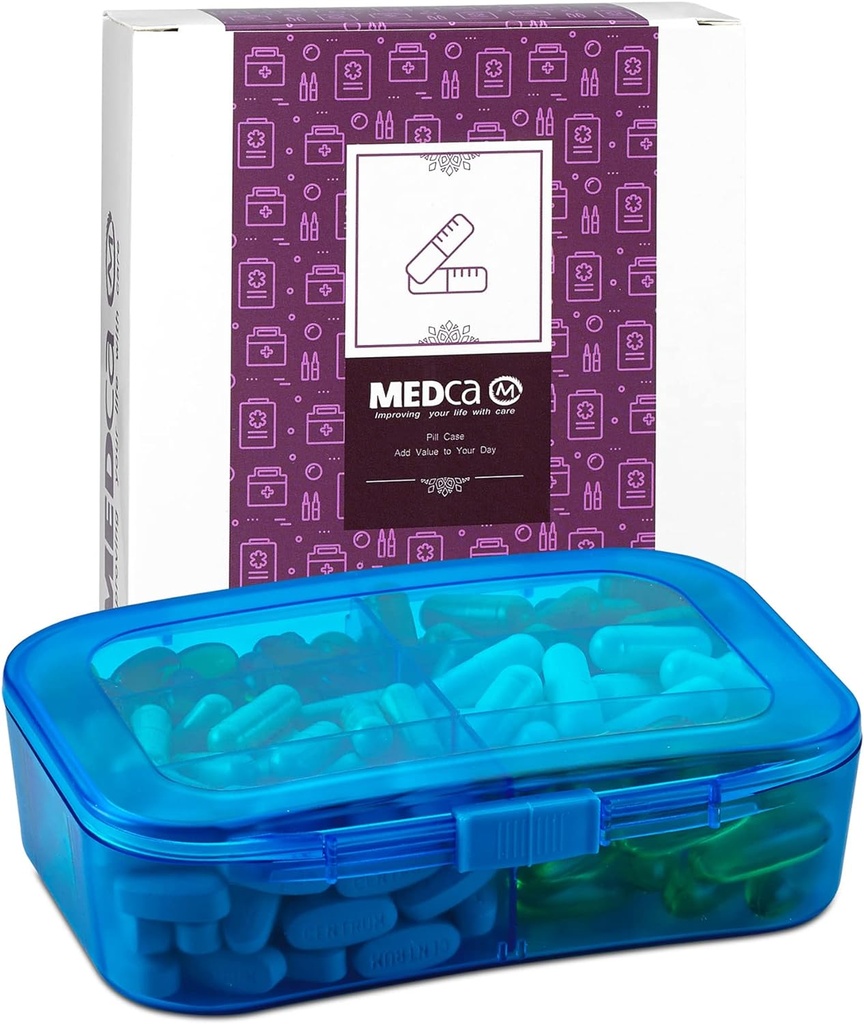 Organize Vitamin - Seyahat Pill Organizer Box & 6 Karşılaştırma Günlük Tıp Davası Pilleri, İlaçları, Tamamlar, Vitaminler ve Balık Yağları Her Gün MEDca tarafından Kullanılacak