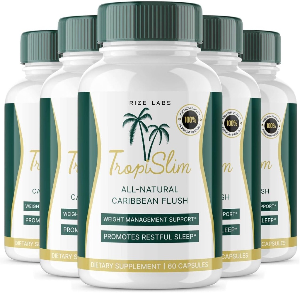 (Official 5 Pack) Tropislim, Tropislim All Natural Caribbean Flush, Kilo Kayıp Tamam, Tropislim Şampular for Women, Healthstyle + Leaner Physicsique, Tropislim İncelemeleri (300 Capsules)