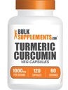 BulkSupplements.com Turmeric Extract Capsules - Turmeric Supplement, Turmeric Curcumin Supplement 1000 mg - Gluten Free,120 Veg Capsules (Pack of 1)