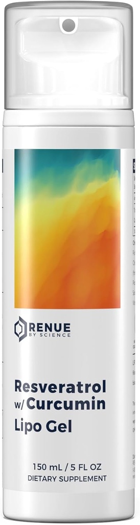RENUE by Science Curcumin Resveratrol Supplement | Liposomal Turmeric and Resveratrol Supplement | 150 ml Resveratrol wirh Curcumin Gel 125 mg Resveratrol & 75 mg Curcumin per Service | Made in the USA