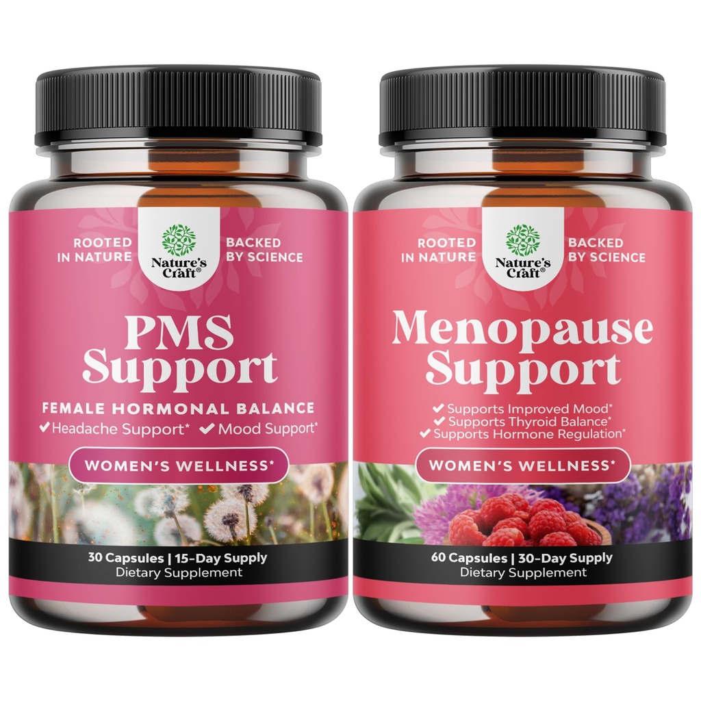 Gelişmiş PMS Destek Supplement for Women and Complete Herbal Menopause Supplement for Women - Multibenefit Menopause Relief Hormon Balance
