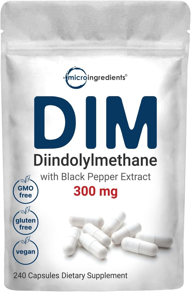 DIM Active Supplement, DIM 300 mg, 240 Veggie Capsules (8-Month Supply), 1 Formula, Estrogen Metabolism, Premium DIM-Plus Broccoli Türlü Daha İyi Absorpsiyon için Siyah Pepper ile Tamamlama