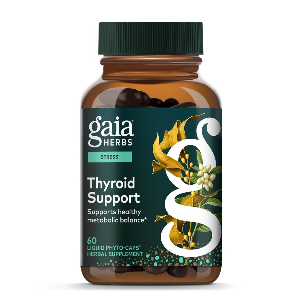 Gaia Herbs Tiroid Desteği - Ashwagandha, Kelp, Brown Seaweed & Schisandra'yı Sağlıklı Metabolik Dengeyi Desteklemek ve genel Well-Being* - 60 Vegan Sıvı Phyto-Capsules (20-Day Supply)