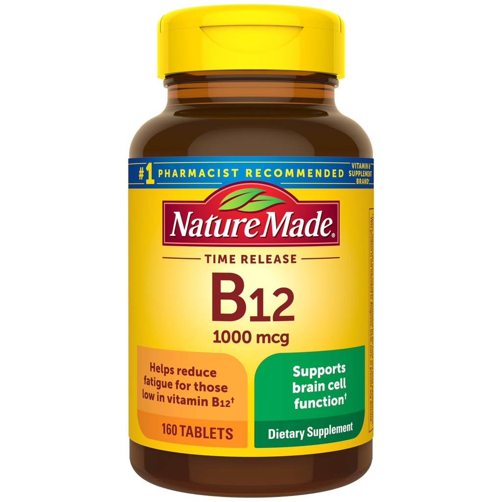Doğa B12 1000 mcg, Diyetsel Supplement Enerji Metabolism Desteği için, 160 Zaman Yayın Tabletleri, 160 Gün Supply