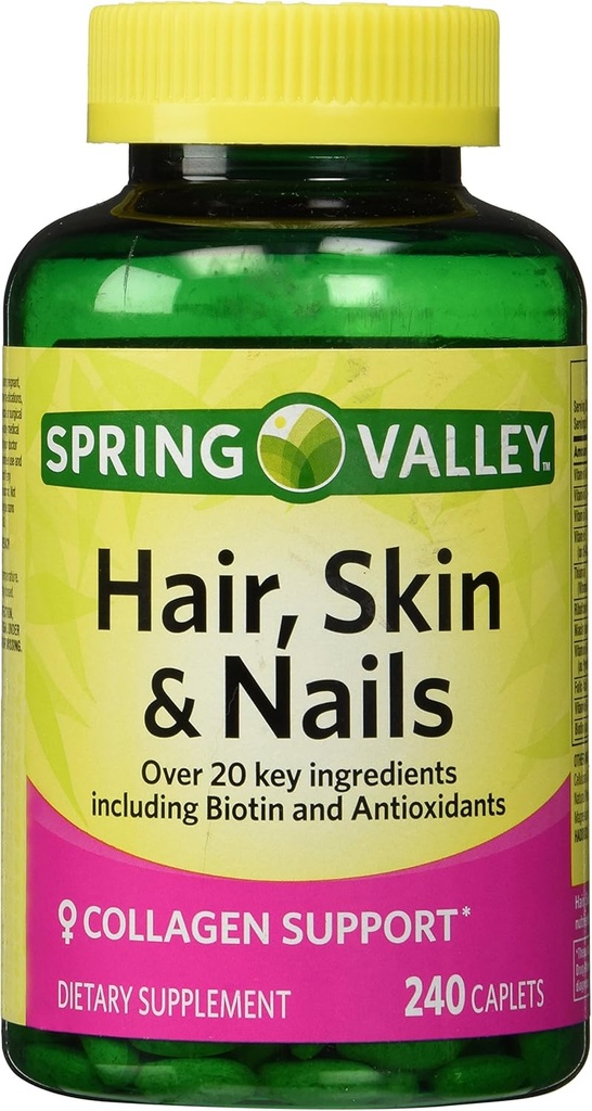 Spring Valley - Saç, Skin & Nails, Biotin-Collagen-Gelatin, 240 Caplets