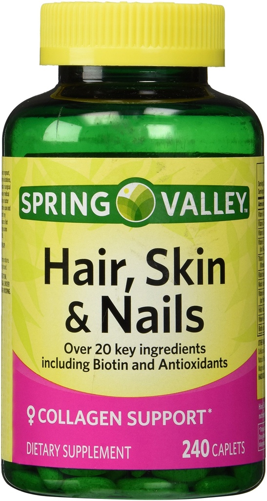 Spring Valley - Saç, Skin & Nails, Biotin-Collagen-Gelatin, 240 Caplets