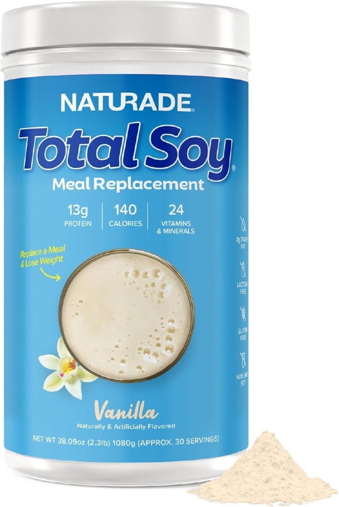 Naturade Total Soy Protein Powder - 13g Protein & 130 Calories per Serving - Zero Trans Fat - Non-GMO Soy - Lactose & Gluten Free - Vanilla (30 Servings)