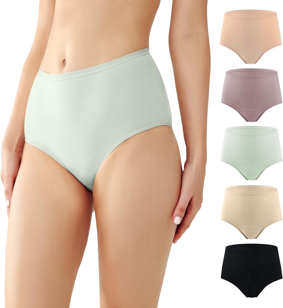BATTEWA, kadınlar için düzenli olarak yasaklanmış olan Absorbency Incontinence Regular Underwear for Women, Reusable Leakt Protection Panties for Bladder Leakage (5)Renk, Small, 5 Pack)
