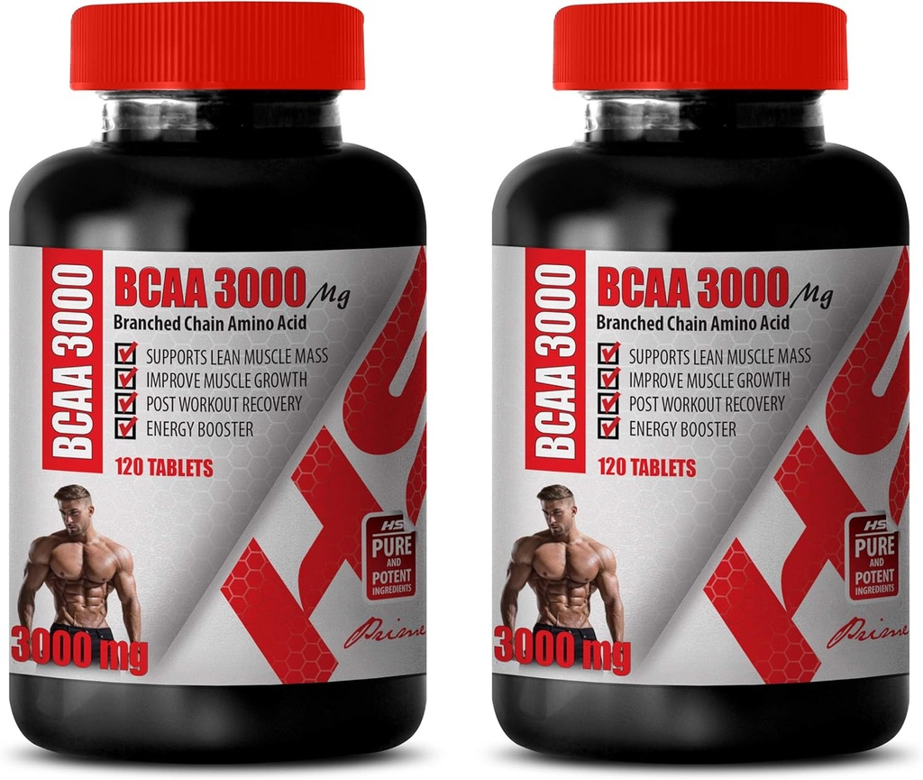 Χάπια μυός Builder για άνδρες - BRANCHED Αλυσίδα Amino Acid - BCAA 3000MG - bcaa Train and Recover - 2 μπουκάλια 240 δισκία