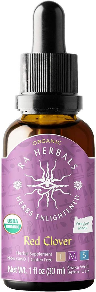 Ra Herbals Organic Red Clover Liquid Extract - Menopause Support - 1 fl oz