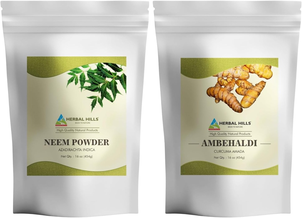 Neem Leaf Toz ve Ambehaldi Turmeric Toz 16 Oz Pack of 2 Combo