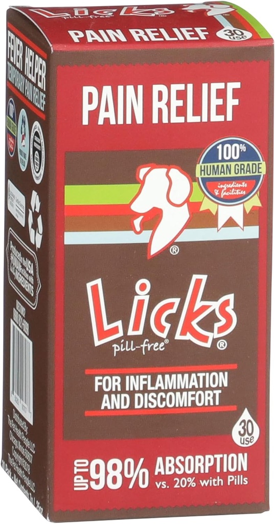 Licks Pill Free Dog Pain Relief - Inflammation Supplement - Pain Relief Supplement for Dogs - Dog Health Materials - Gel Packets - 30 Use