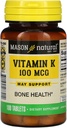 Mason Βιταμίνες Βιταμίνη K 100 mcg Δισκία, 100- Count Φιάλες