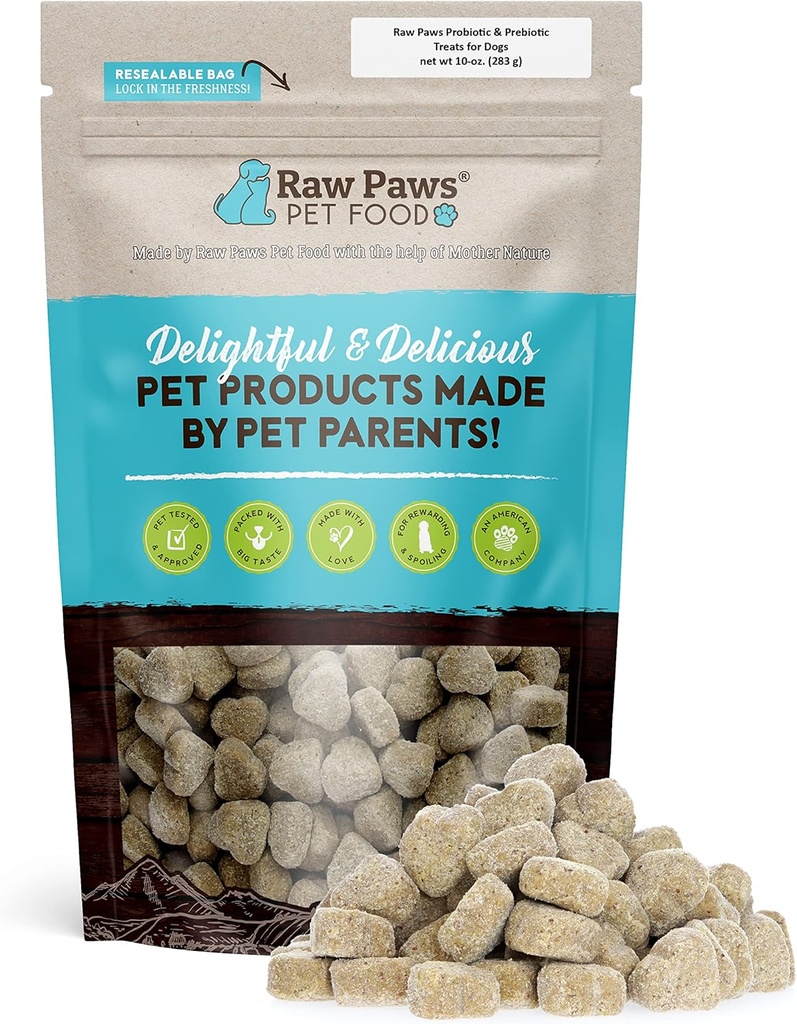 Raw Paws Natural Dog Probiyotik Supplement with Prebiyotiks, 10oz/100-ct - ABD Köpekler için Günlük Probiyotik Yaptı Yumuşak Chew - Köpeklerde Diarrhea, Yeast, Dog Breath & Gas with Our Canine Probiyotik Chews