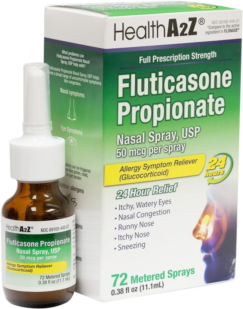 HealthA2Z® Fluticasone Capsule Nasal Mix | 50 mcg per Spray | 24 Saat Antihidrasyon | 72 parfüm | 0.38 fl oz. (11.1mL) | Nasal Decongestant | Non-Drowsy | Antioksit | Anti-Drowsy | Antioksit | Anti-Drowsy | Antioksit | Antioksit | Antioksit | Anti-Drowsy | Antioksit | Anti-Drowsy | Antioksit | Antioksit | Antioksit