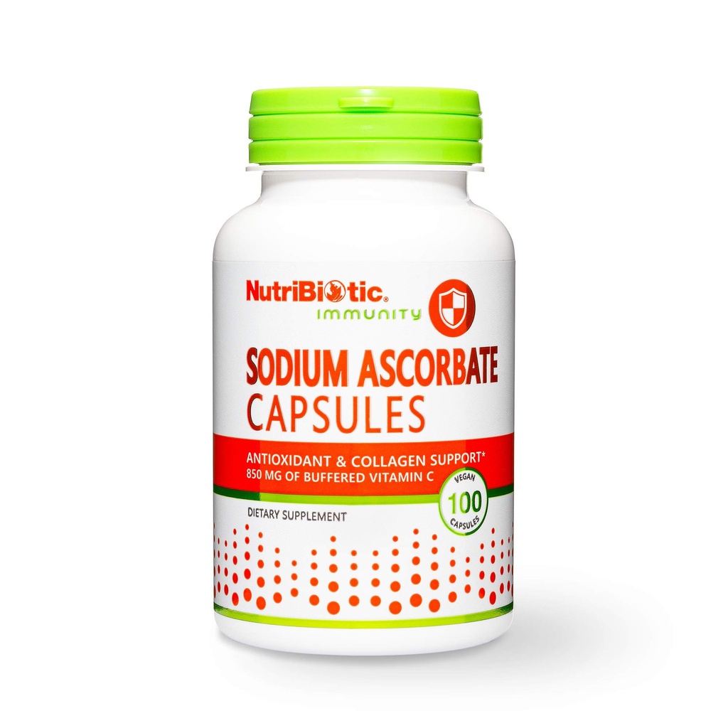NutriBiotic - sodyum Ascorbate Buffered Vitamin C Capsules, 100 Ct | Vegan, Non-Acidic & Easier Than Ascorbic Acid | Essential Immune Support & Antioxy Supplement | Gluten & GMO Free