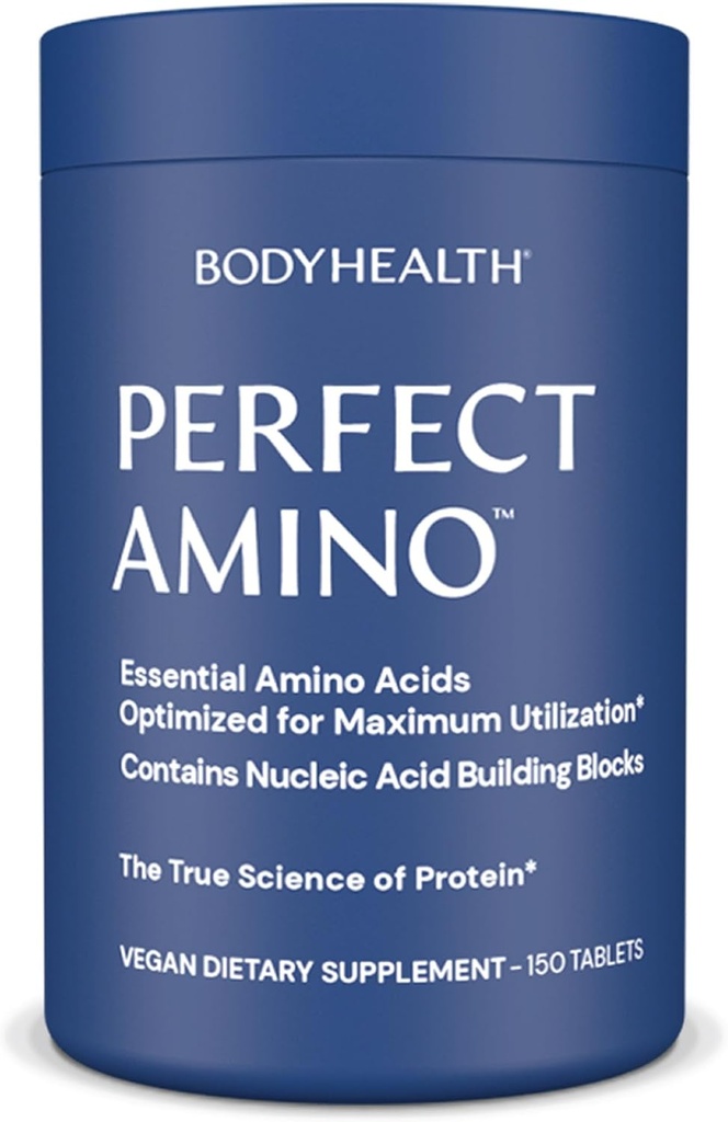BodyHealth PerfectAmino Tablets (150 ct), Essential Amino Acid with BCAAs + Λυσίνη, Φαινυλαλανίνη, Θρεονίνη, Μεθειονίνη, Τρυπτοφάνη, Συμπλήρωμα για την παραγωγή, ανάκτηση και δύναμη μυϊκής μάζας