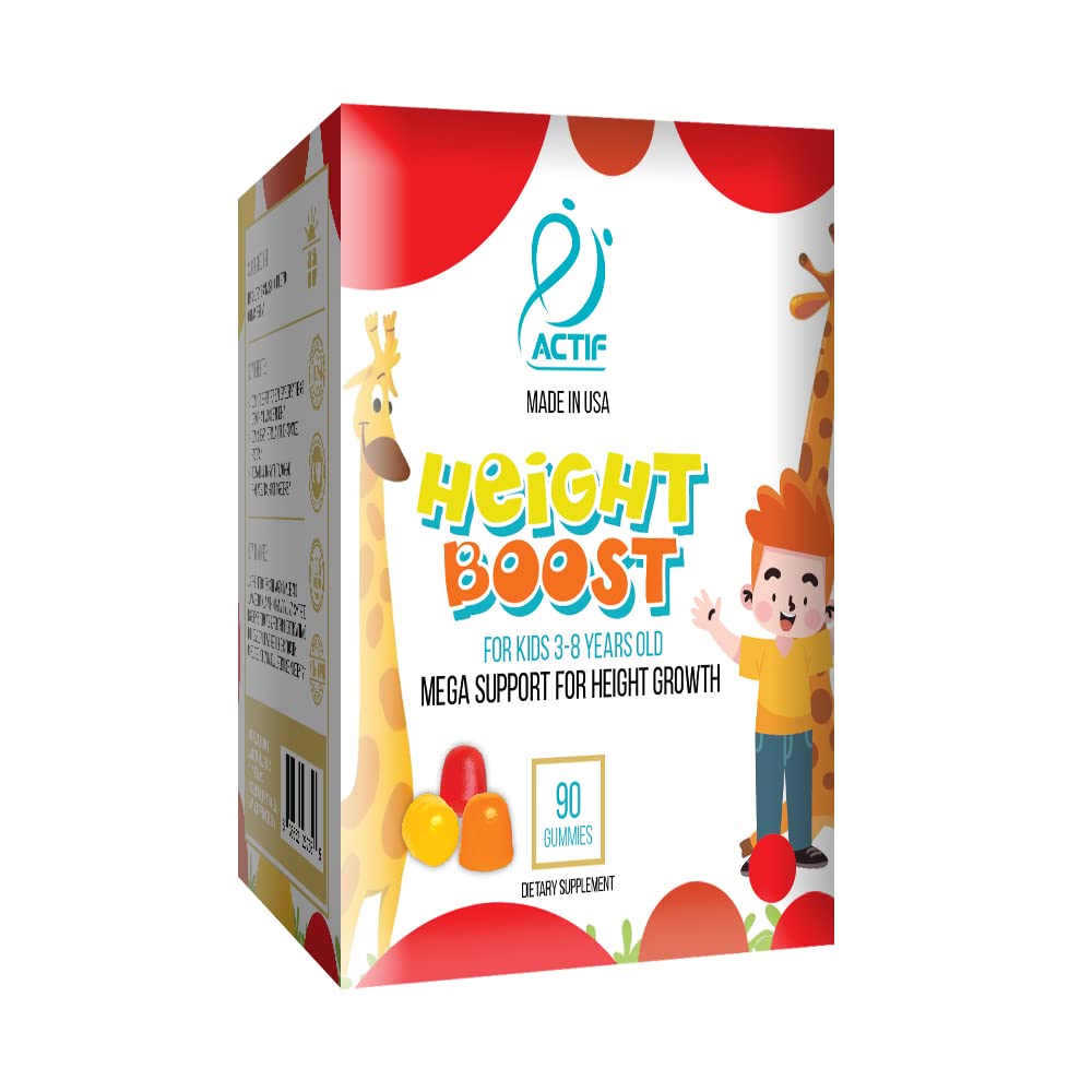 Actif Height Boost Mega Υποστήριξη για τα παιδιά 3-8 ετών, Αύξηση ύψους με 10+ παράγοντες, 60 Gummies, Flavor φράουλα, πάρει ψηλή γρήγορη φόρμουλα