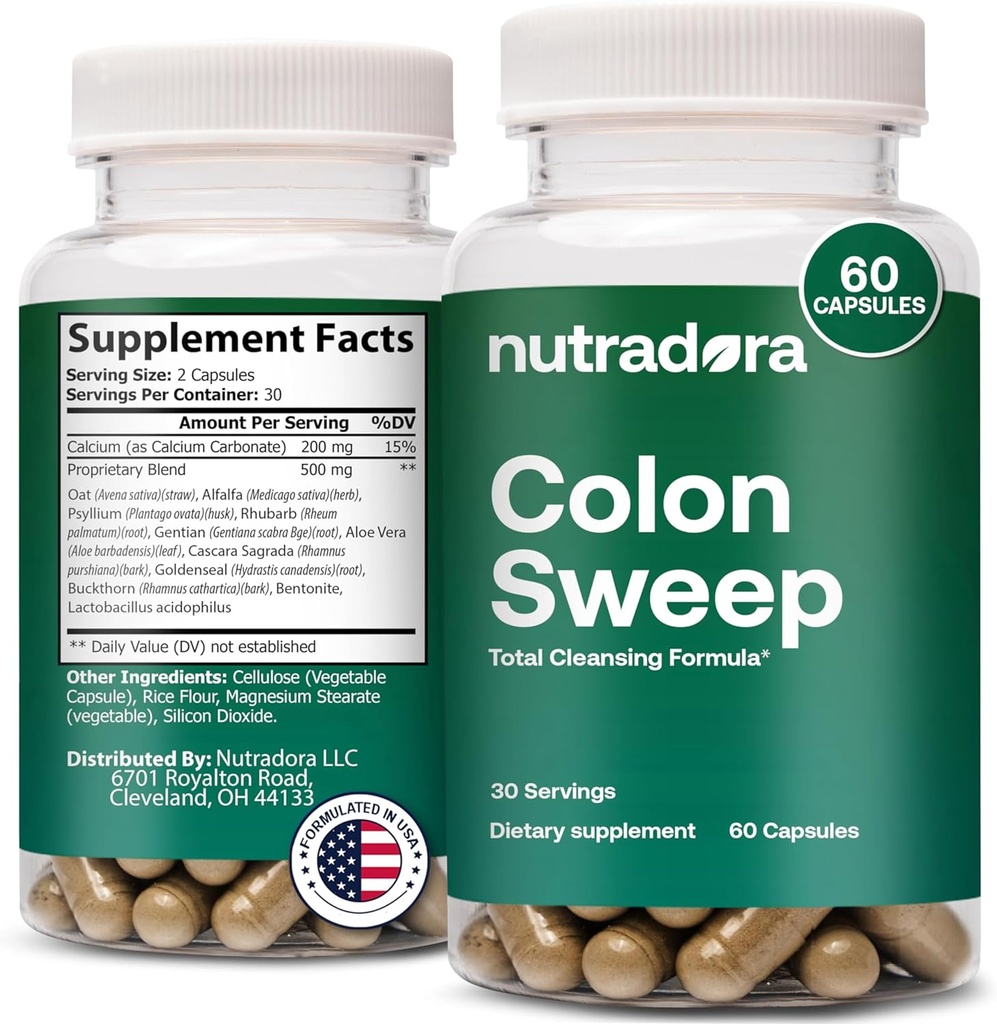 Gentle Colon Cleanser & Detox Supplement - Full Body Colon Cleanse Detox for Women & Men Υποστηρίζει Σταθερή Πρόοδο στην Αποτοξίνωση & Πειθαρχία Κανονικότητα, 2-4 Κάψουλες την ημέρα (Pack of 1)